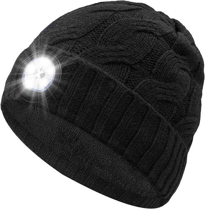 Beanie Hat with Rechargeable LED Light