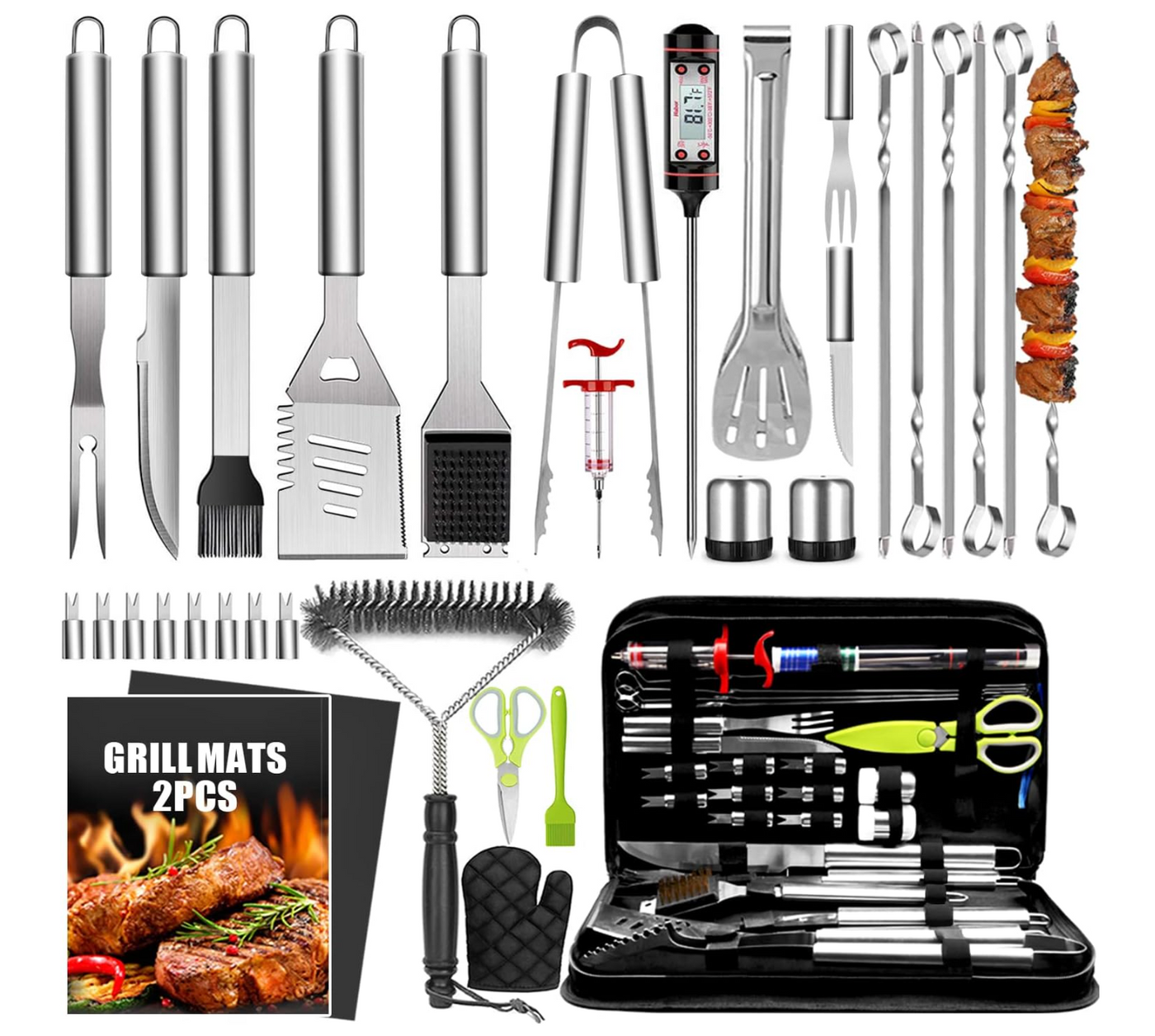 Grill Accessories, 34 pc Stainless Steel Grill Tools