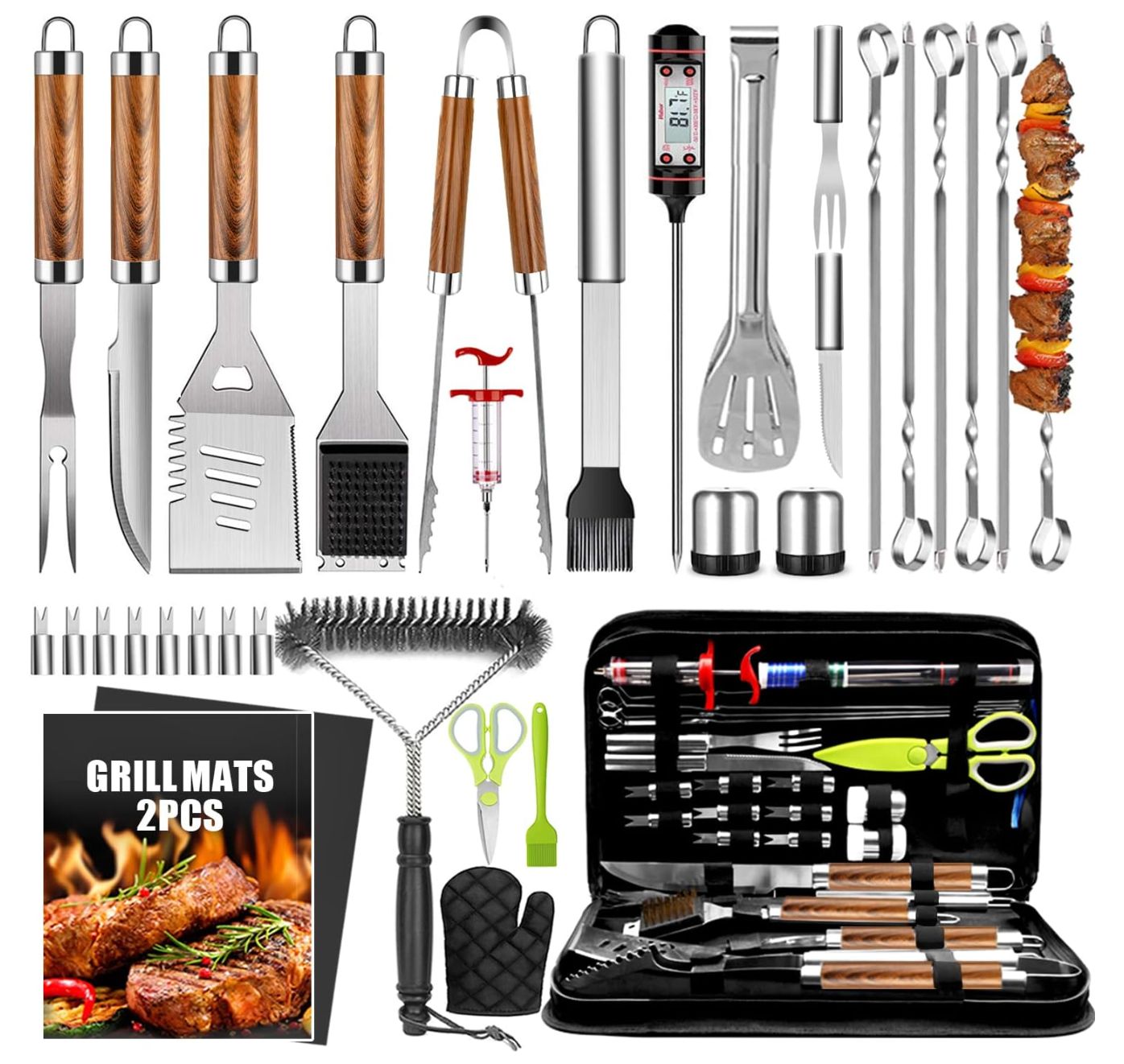 Grill Accessories, 34 pc Stainless Steel Grill Tools