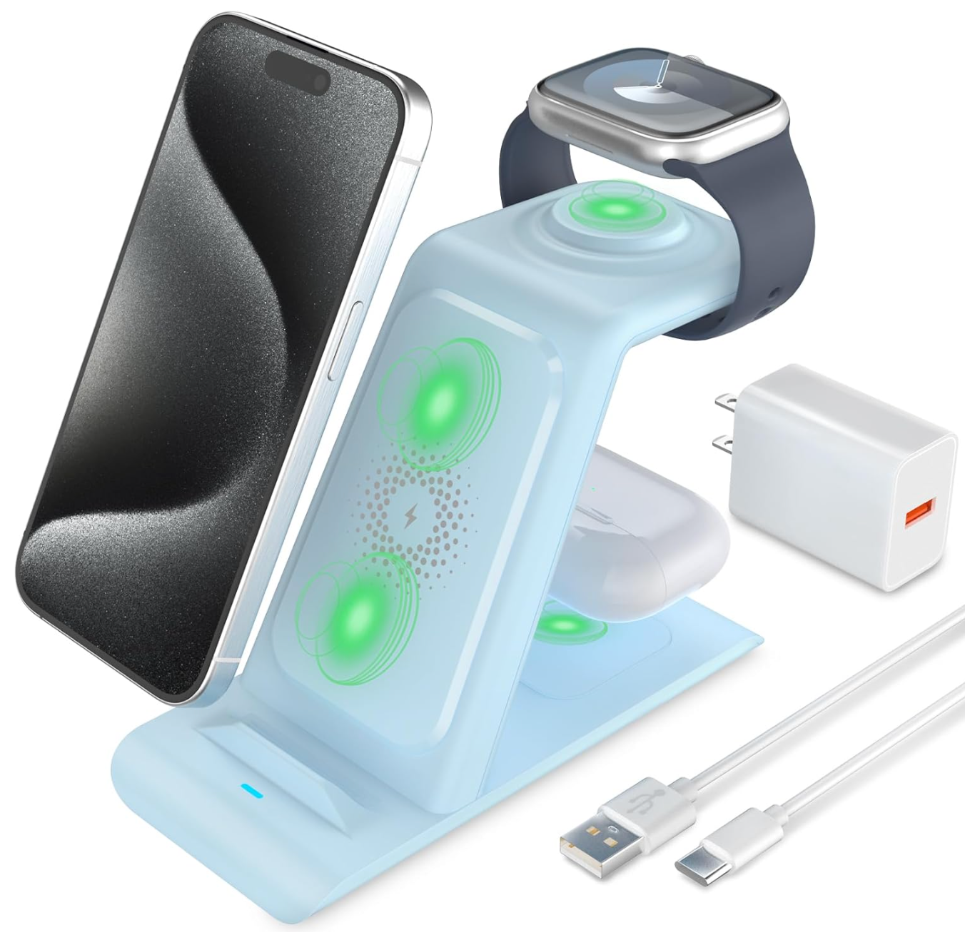 HATALKIN 3 in 1 Wireless Charging Station Compatible with Apple Devices