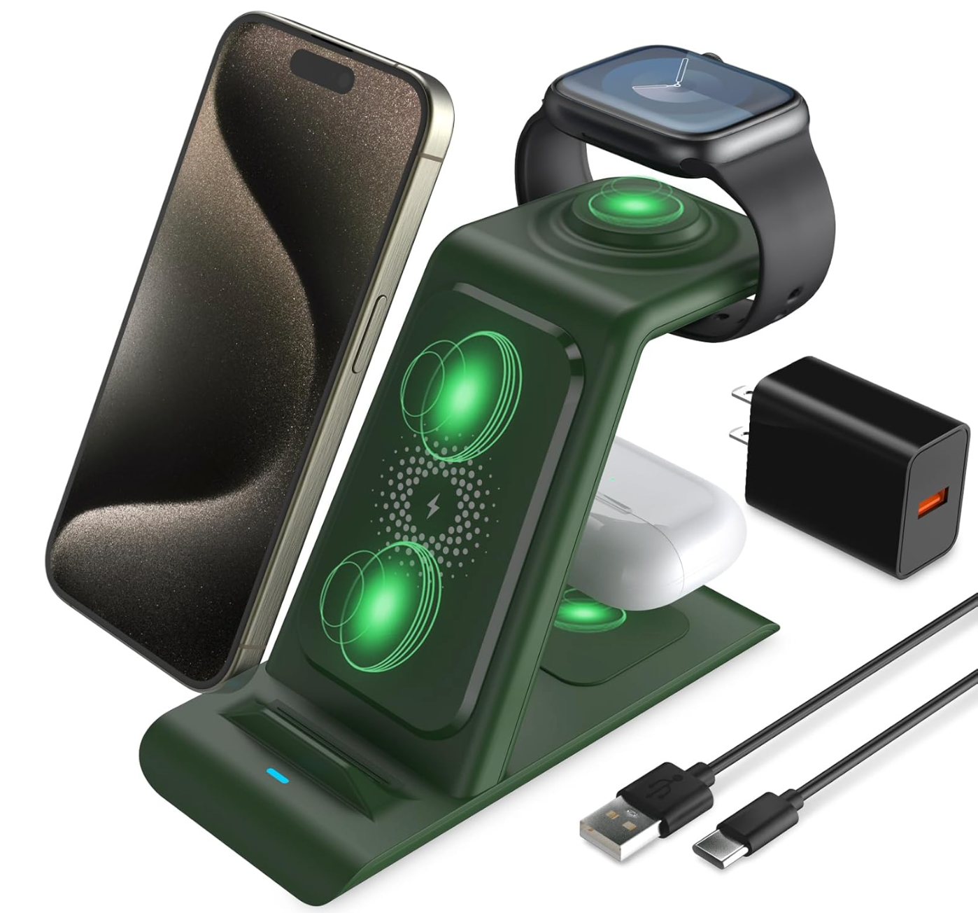 HATALKIN 3 in 1 Wireless Charging Station Compatible with Apple Devices