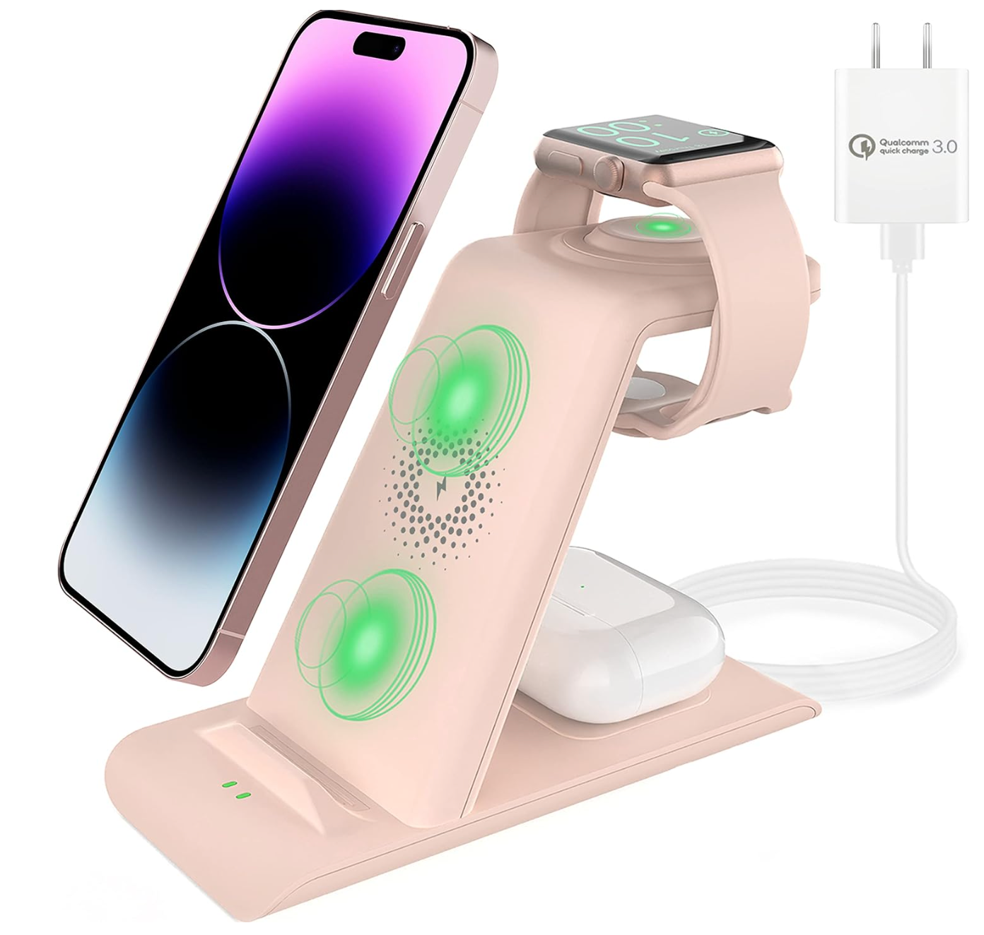 HATALKIN 3 in 1 Wireless Charging Station Compatible with Apple Devices