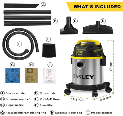 Stanley Wet Dry Vacuum, 3 Gallon