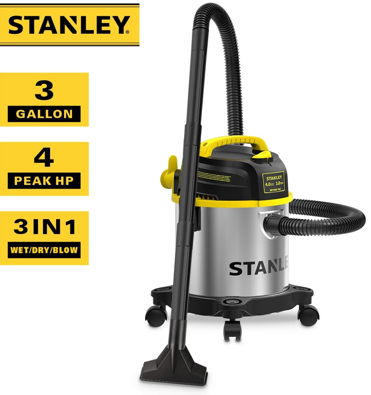 Stanley Wet Dry Vacuum, 3 Gallon