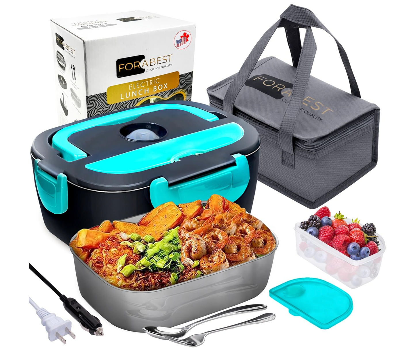 FORABEST Electric Lunch Box / Portable Food Warmer, 1.5L